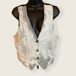 Paris Blues Vertical Striped Acid Wash Vintage Vest Sz M